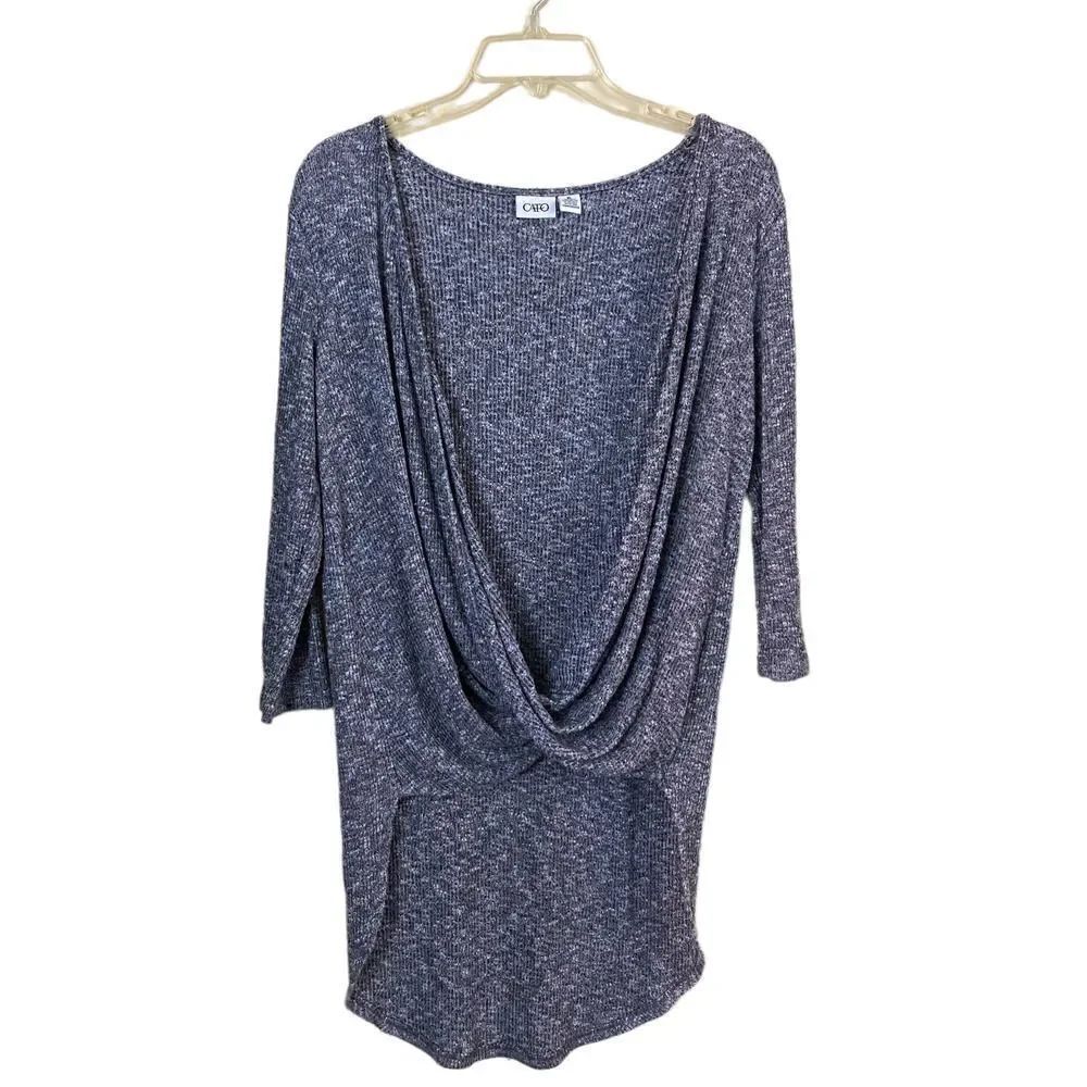 Cato Hi Lo Long Drape Cross Over Neck Sweater Size XL